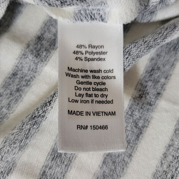 Market & Spruce Perine Pocket Gray Stripe Hooded Long Sleeve Pullover Top - Picture 14 of 15